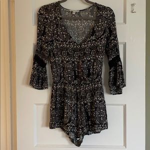 Black floral romper